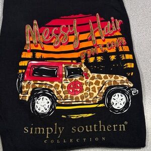 Simply Southern Black Tee with Red and Orange Jeep Design
